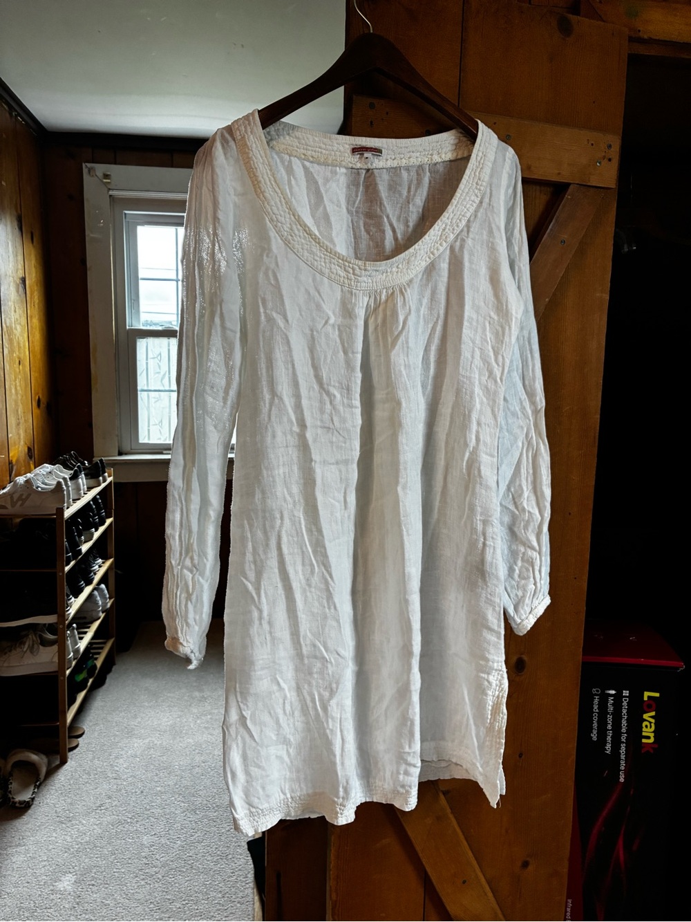 100% linen vintage white dress